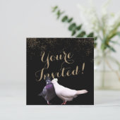 Invitation Mariage Oiseaux Confetti Or Chic (Debout devant)