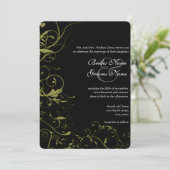 Invitation Mariage Oiseaux d'Amour & Tourbillons d'Or (Debout devant)