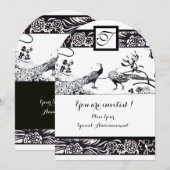 Invitation MARIAGE OISEAUX DE L'AMOUR MONOGRAMME CARRÉE Noir, (Devant / Derrière)