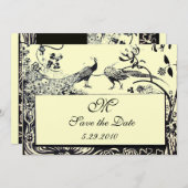 Invitation MARIAGE OISEAUX DE L'AMOUR MONOGRAMME,noir,ivoriem (Devant / Derrière)