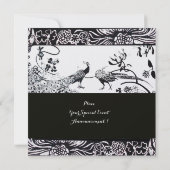 Invitation MARIAGE OISEAUX DE L'AMOUR MONOGRAMME Noir, Perle  (Dos)