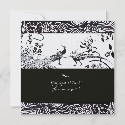 Invitation MARIAGE OISEAUX DE L'AMOUR MONOGRAMME Noir, Perle  (Dos)