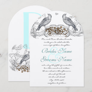 Invitation Mariage Oiseaux de l'Amour Vintage Meadowlark