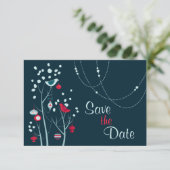 Invitation Mariage oiseaux d'hiver de Noël Enregistrez la dat (Debout devant)