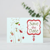 Invitation Mariage Oiseaux d'hiver Noël Date à retenir (Debout devant)