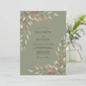 Invitation Mariage Olivâtre Feuillu (Debout devant)