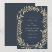 Invitation Mariage Olive Fern de Minuit (Devant / Derrière)