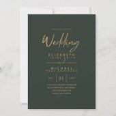 Invitation Mariage Olive Green Or moderne invite (Devant)