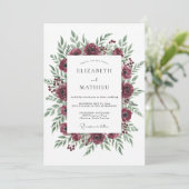 Invitation Mariage Olive Péonie Marron (Debout devant)