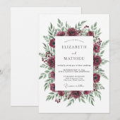 Invitation Mariage Olive Péonie Marron (Devant / Derrière)