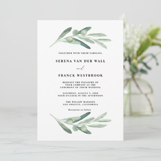 Invitation Mariage Olive rustique (Debout devant)