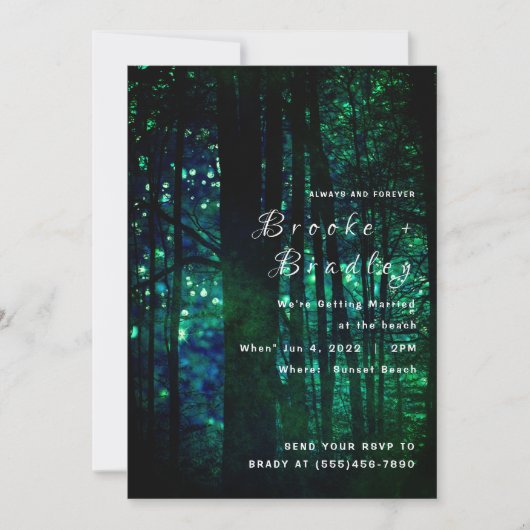 Invitation Mariage Olive Verte Forêt Lumineuse (Devant)