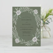 Invitation Mariage Olive White Rose (Debout devant)