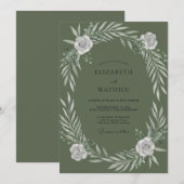 Invitation Mariage Olive White Rose (Devant / Derrière)