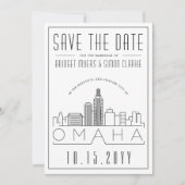 Invitation Mariage Omaha | Skyline stylisée Enregistrer la da (Devant)