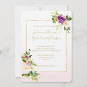 Invitation Mariage Ombre de fleurs roses de Bourgogne (Devant)