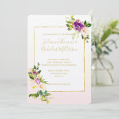 Invitation Mariage Ombre de fleurs roses de Bourgogne (Debout devant)