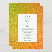 Invitation Mariage Ombre de Parties scintillant jaune or vert (Devant / Derrière)
