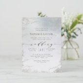 Invitation Mariage Ombre Dusty Blue Frosted Silver Foil Luxe (Debout devant)
