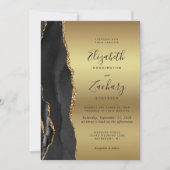 Invitation Mariage ombré or Agate noire (Devant)