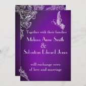Invitation Mariage OMBRÉ vintage LACE & BOUTTERFLIES (Devant / Derrière)