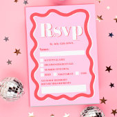 Invitation Mariage ondulé à courbe rouge rétro rose