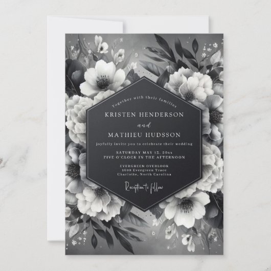 Invitation Mariage Onyx Luminous Flora (Devant)