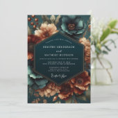 Invitation Mariage Opulence Botanique Sarcelle (Debout devant)