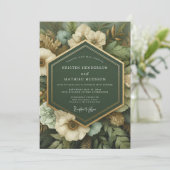 Invitation Mariage Opulence Botanique Vert Profond (Debout devant)