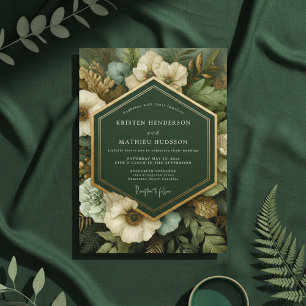 Invitation Mariage Opulence Botanique Vert Profond