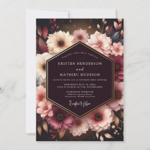 Invitation Mariage Opulence Fleur Burgonde Maussade