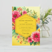 Invitation Mariage Opulence Fleurie Jaune (Debout devant)