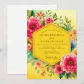Invitation Mariage Opulence Fleurie Jaune (Devant / Derrière)