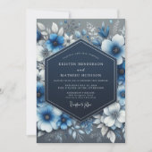 Invitation Mariage Opulence Florale Bleu Marine (Devant)