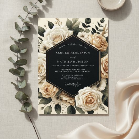 Invitation Mariage Opulence Florale Crème