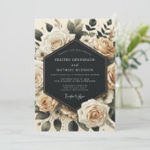 Invitation Mariage Opulence Florale Crème (Debout devant)