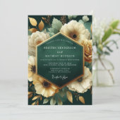 Invitation Mariage Opulence Florale Émeraude (Debout devant)