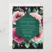 Invitation Mariage Opulence Florale Émeraude Profond (Devant)