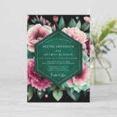 Invitation Mariage Opulence Florale Émeraude Profond (Debout devant)