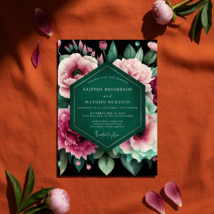 Invitation Mariage Opulence Florale Émeraude Profond