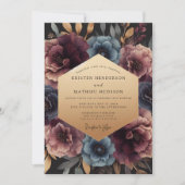 Invitation Mariage Opulence Florale Prune Profond (Devant)