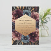 Invitation Mariage Opulence Florale Prune Profond (Debout devant)