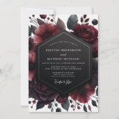 Invitation Mariage Opulence Florale Rouge Profond (Devant)