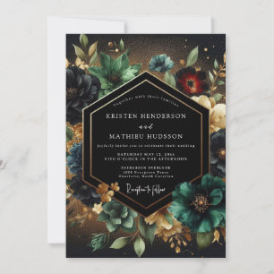 Invitation Mariage Opulence Florale Turquoise Profond