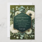 Invitation Mariage Opulence Florale Vert Profond (Devant)