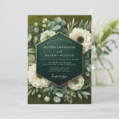 Invitation Mariage Opulence Florale Vert Profond (Debout devant)