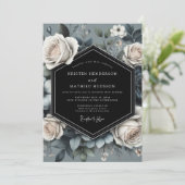 Invitation Mariage Opulence Rose Bleu Ardoise (Debout devant)
