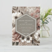 Invitation Mariage Opulent à la Fleur de Rosé (Debout devant)