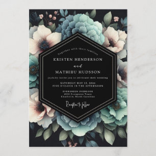 Invitation Mariage opulent Anémone sarcelle