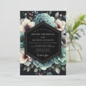 Invitation Mariage opulent Anémone sarcelle (Debout devant)